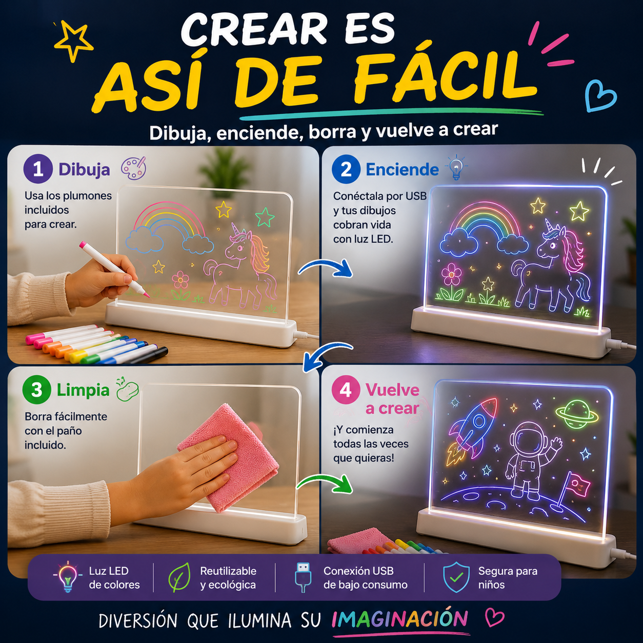 Pizarra LED Creativa para Niños ✨