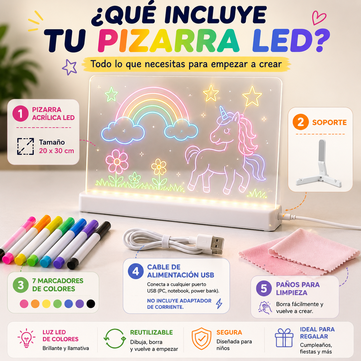 Pizarra LED Creativa para Niños ✨