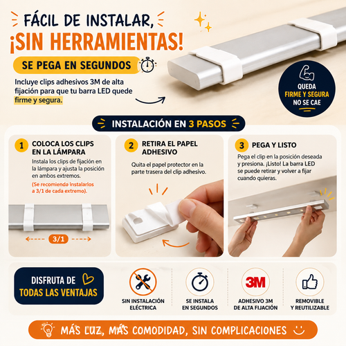💡 Barra LED Recargable con Sensor de Movimiento – Sin Instalación